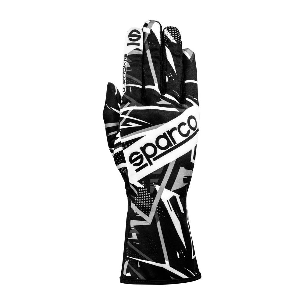 SPARCO BKG0001B0K06009 Karting Gloves K-Rookie, Black / White, Size 9 Photo-0