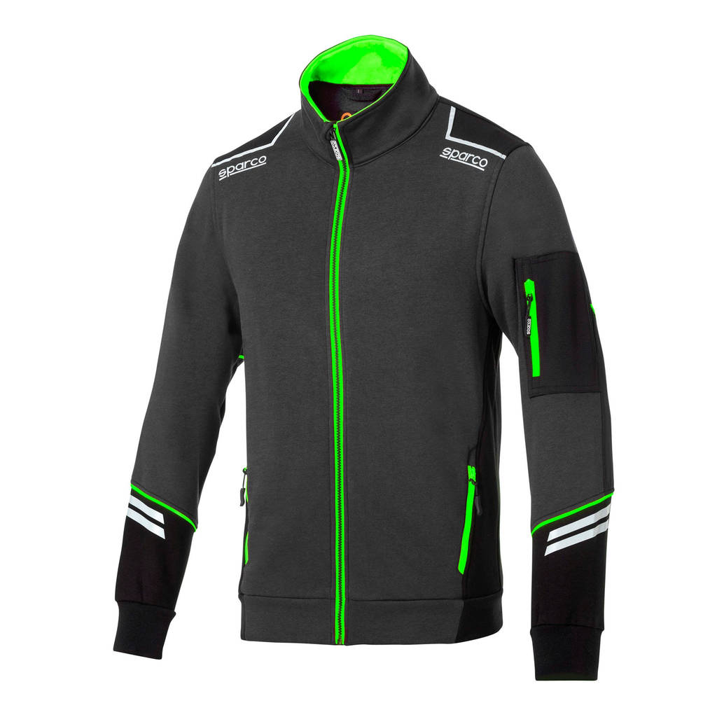 SPARCO 02429GSVF1S Full Zip Sweatshirt Tech Alabama, Dark Grey / Fluo Green, Size S Photo-0