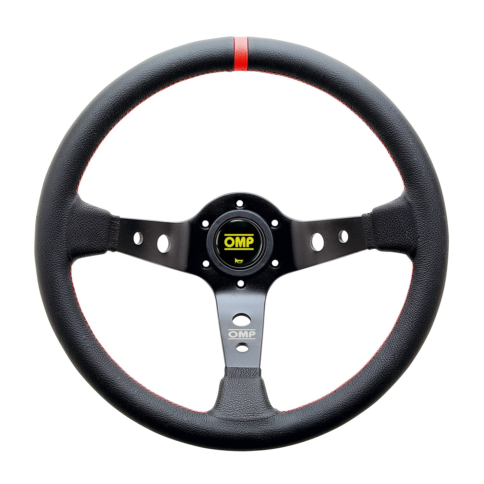 OMP OD0-1956-073 Steering wheel CORSICA, leather, black/black (red stitching), diam.350mm, reach 95mm Photo-0 