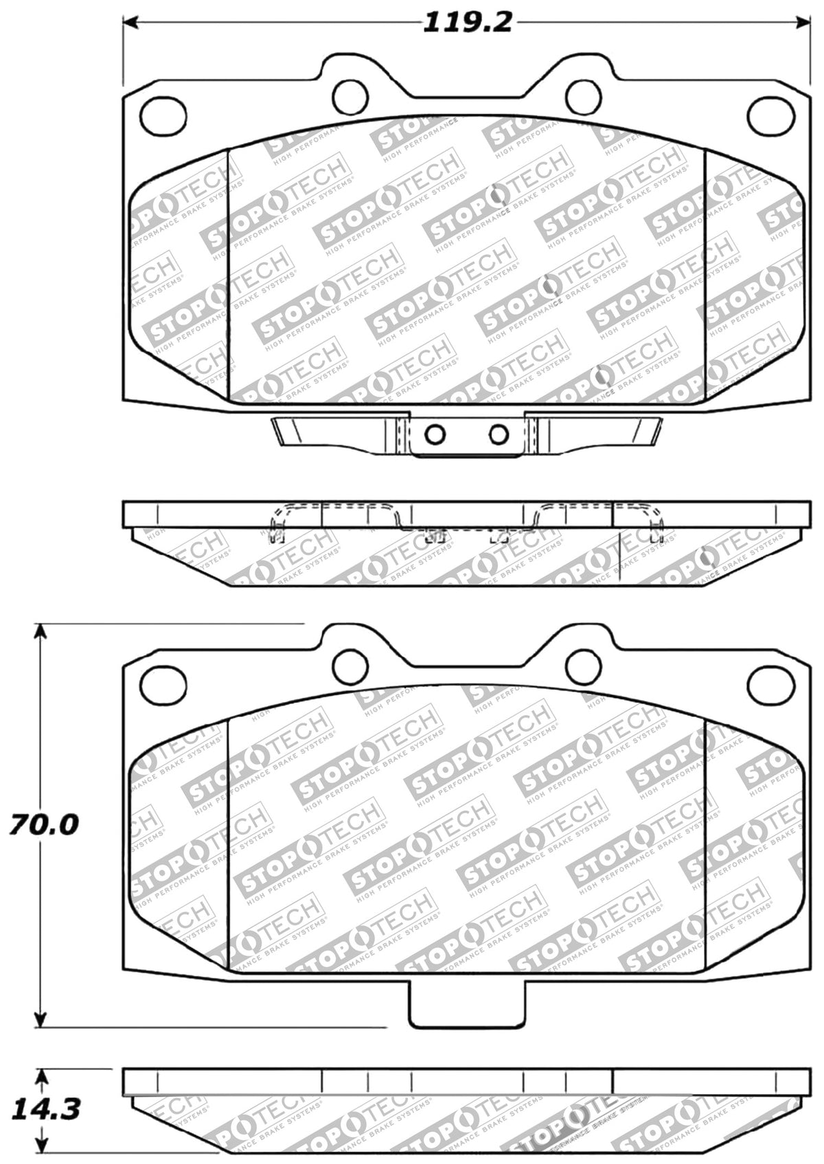 STOPTECH 309.11820 Front Sport Brake Pads with Shims & Hardware SUBARU Impreza 2006-2007 Photo-0