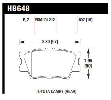 HAWK HB648F.607 Brake Pads HPS Rear TOYOTA CAMRY 2007-2011 2.4/3.0 Photo-1
