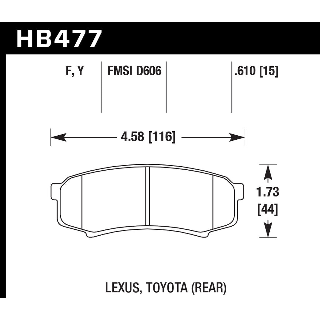 HAWK HB477Y.610 Rear brake pads TOYOTA 4Runner 2003-2019 Photo-2