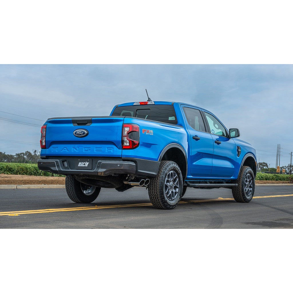 BORLA 140971 Exhaust System Cat-Back 2.25", S-Type (4" Bright Chrome Tips) for FORD Ranger 2.7L 4WD 2024- Photo-1