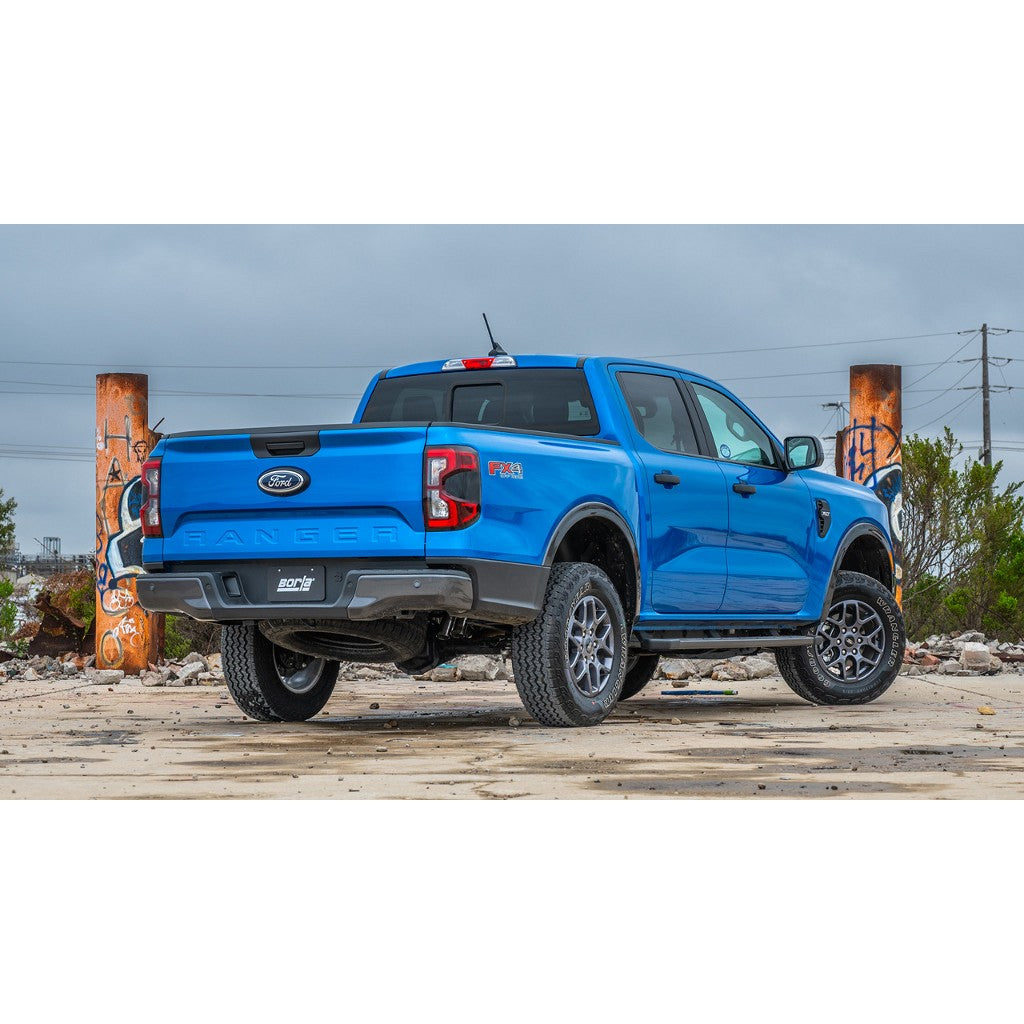 BORLA 140972 Exhaust System Cat-Back 2.25", S-Type (2.38" Bright Chrome Tips) for FORD Ranger 2.7L 4WD 2024- Photo-1