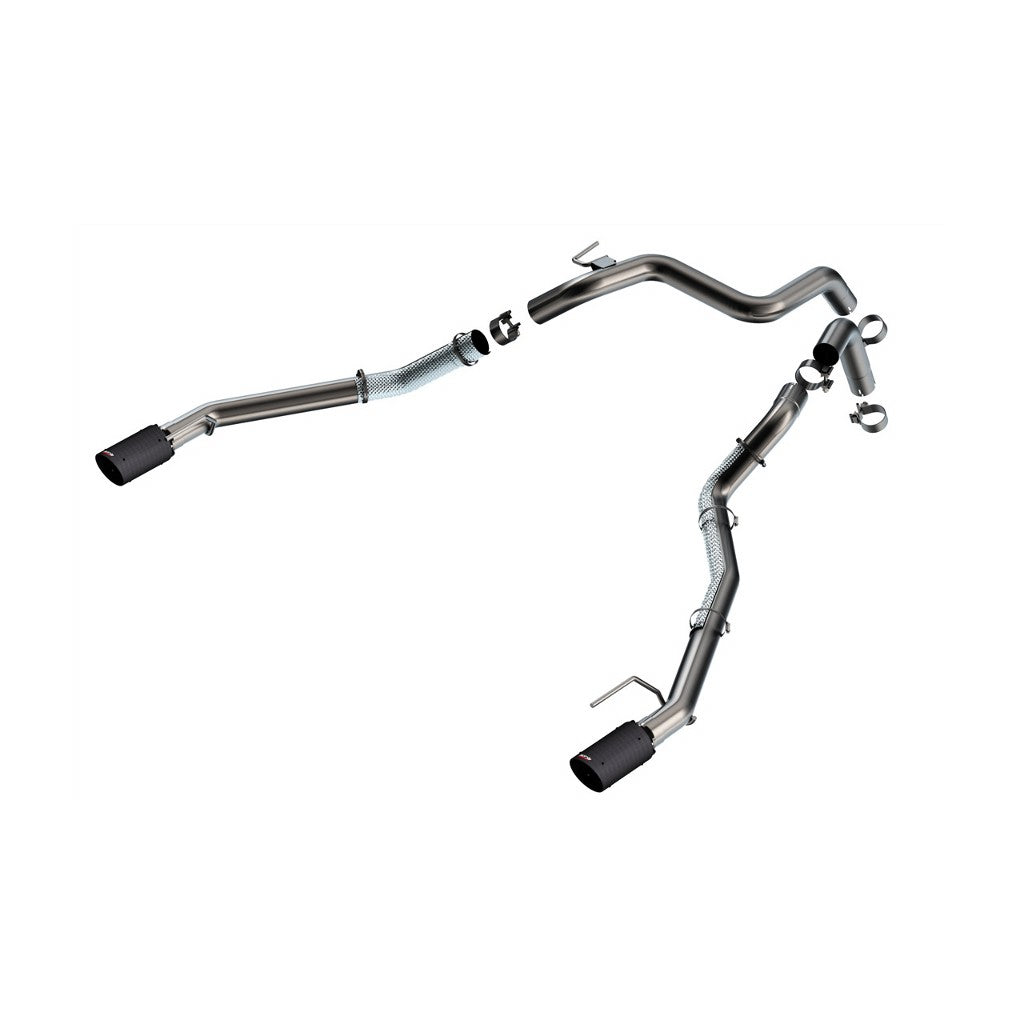 BORLA 60743CFBA Tail Pipe Kit (4" Carbon Fiber Tips With Black Anodized Center) for FORD Ranger Raptor 2024- Photo-0