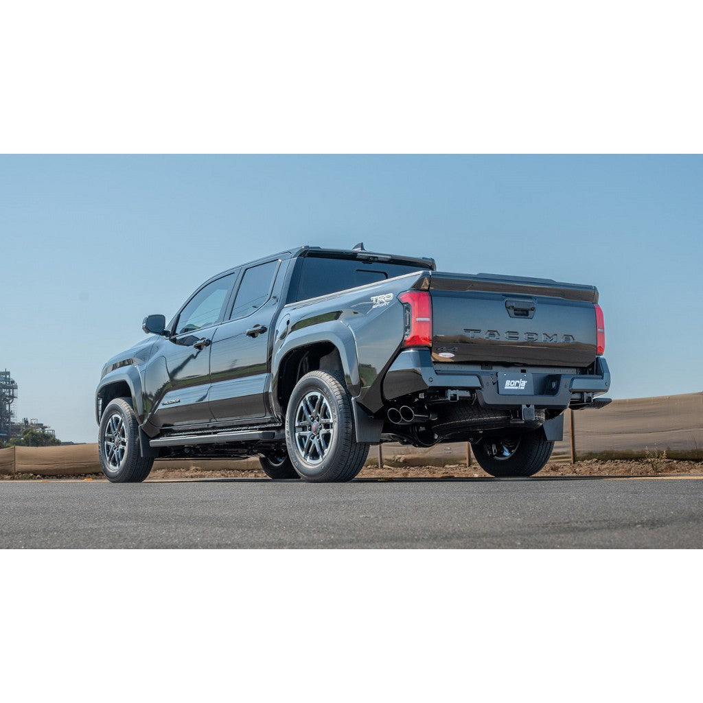 BORLA 141006BC Cat-Back Exhaust 2.75", 2.25", S-Type (4" Black Chrome Tips) for TOYOTA Tacoma 2.4L 2024- Photo-1