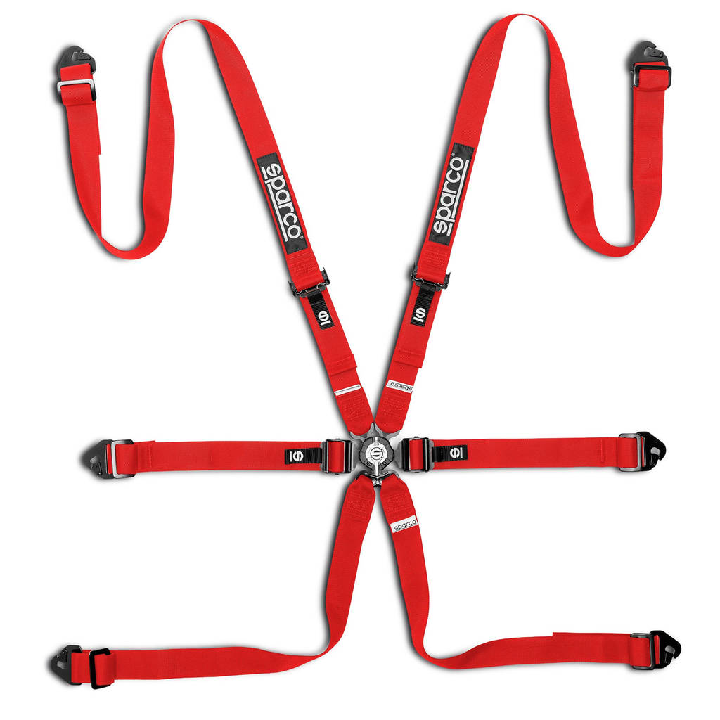 SPARCO BRN0040B0R0100N Harness Competition H-2 PD Steel 26, 6 Point, Red Photo-0