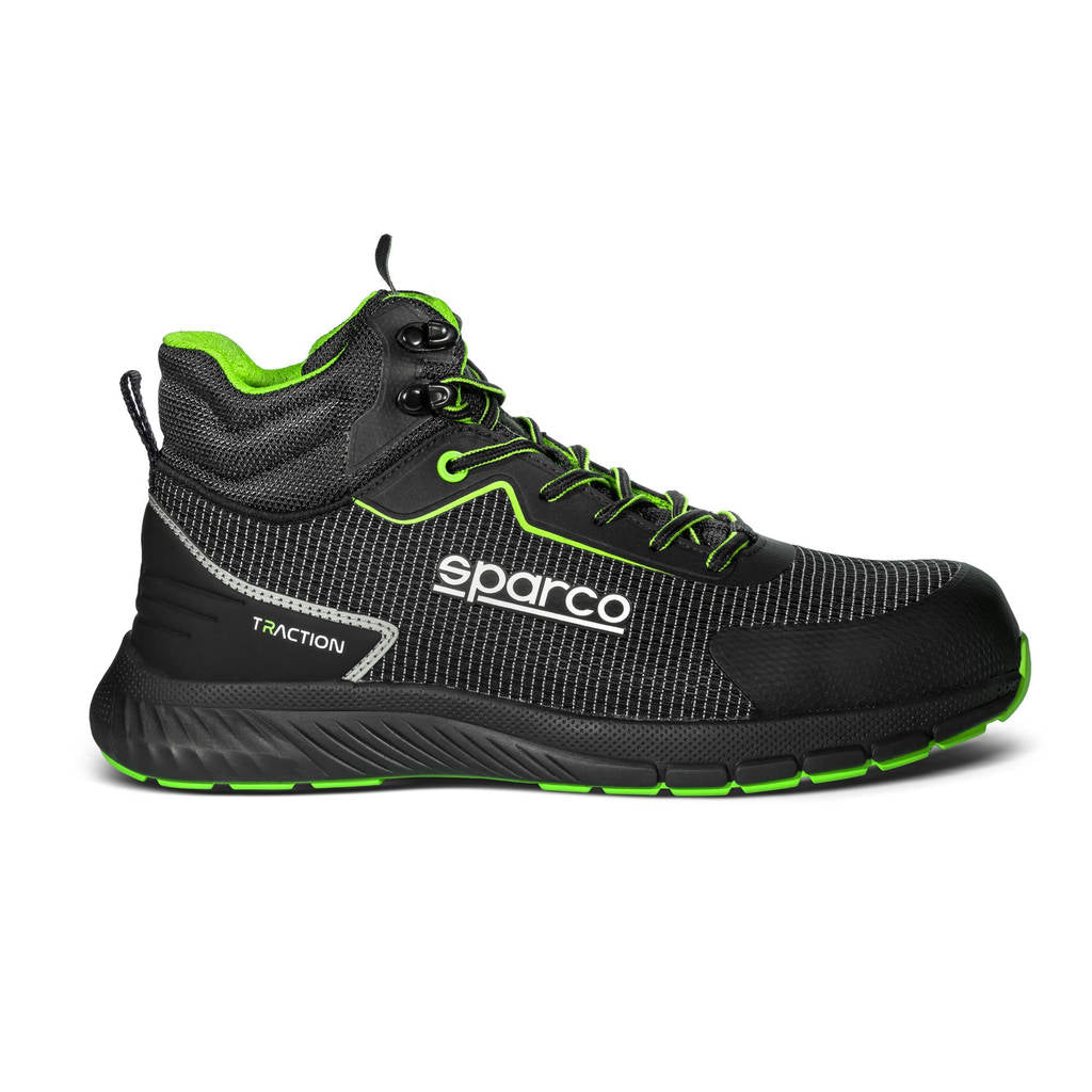 SPARCO BTB0029B0K15044 Mechanics Shoes Traction-H Naoki S3S, Black/Fluo Green, Size 44 Photo-1