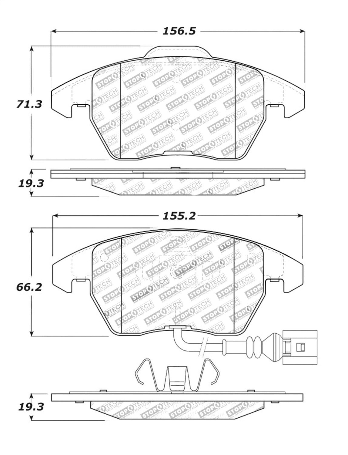 STOPTECH 309.11070 Front Sport Brake Pads with Shims & Hardware AUDI/VW A1/A3/A3 Quattro/Altea 2004-2019 Photo-0