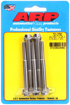 ARP 721-2750 SAE Bolt Kit 1/4-28 x 2.750 hex SS bolts Photo-0
