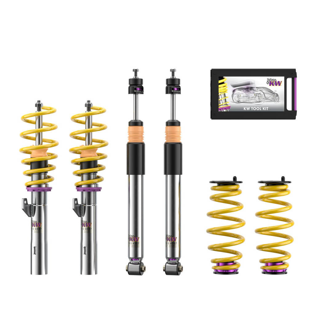 KW 352800EF Coilover Kit V3 Inox (incl. Cancellation Kit for Electronic Dampers) for VW Passat (B9) Photo-0