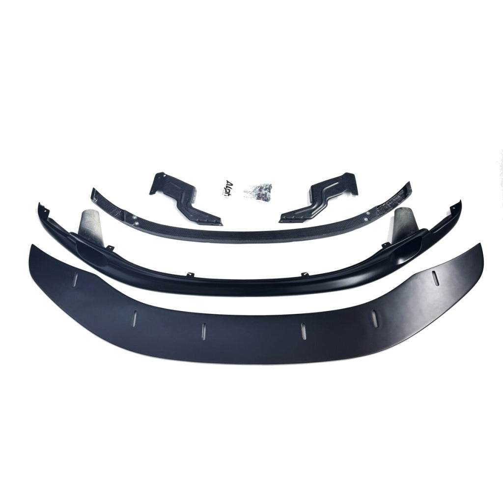 ALPHA-N AN-0643 Carbon Front Spoiler Matte Black with Brake Cooling / Adjustable Splitter for BMW M3 (E90 / E92) Photo-0
