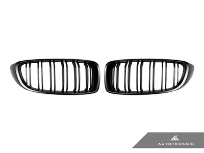 AUTOTECKNIC BM-0175-DS-MB Dual-Slats Stealth Black Front Grilles - F32 / F36 4-Series | F80 M3 | F82 M4 Photo-1