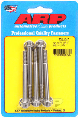 ARP 770-1010 Metric Thread Bolt Kit M6 x 1.00 x 65 12pt SS bolts Photo-0