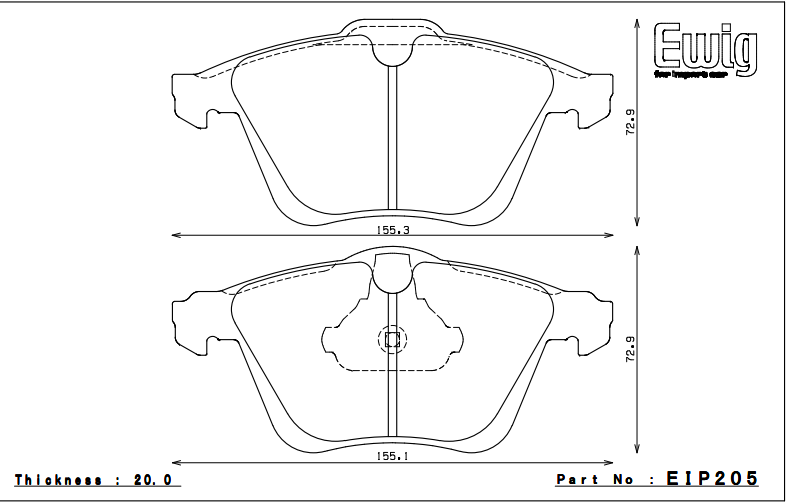 ENDLESS EIP205MX72 Front brake pads AUDI A3 3.2/S3 (8P)/TT 3.2/GOLF mk5 R32/mk6 Photo-0