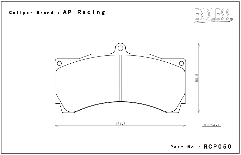 ENDLESS RCP050MX72 Brake pads 25mm 6-Piston AP Racing caliper CP3558/4284/5555/9660 RD54 Photo-1