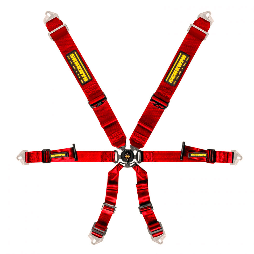 SCHROTH 94540-2 Seat Belt Profi 6-point 3x2 Pull-up Red Photo-0