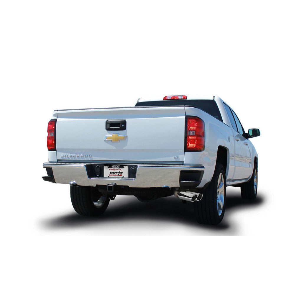 BORLA 140576 Cat Back Exhaust System, Silverado / Sierra V8-6.2L, Ext. Cab Standard Bed (78.7") Crew Cab Short Bed (69.3") 143.5" WB, Tip №18, 2014-16, sound S-Type Photo-1