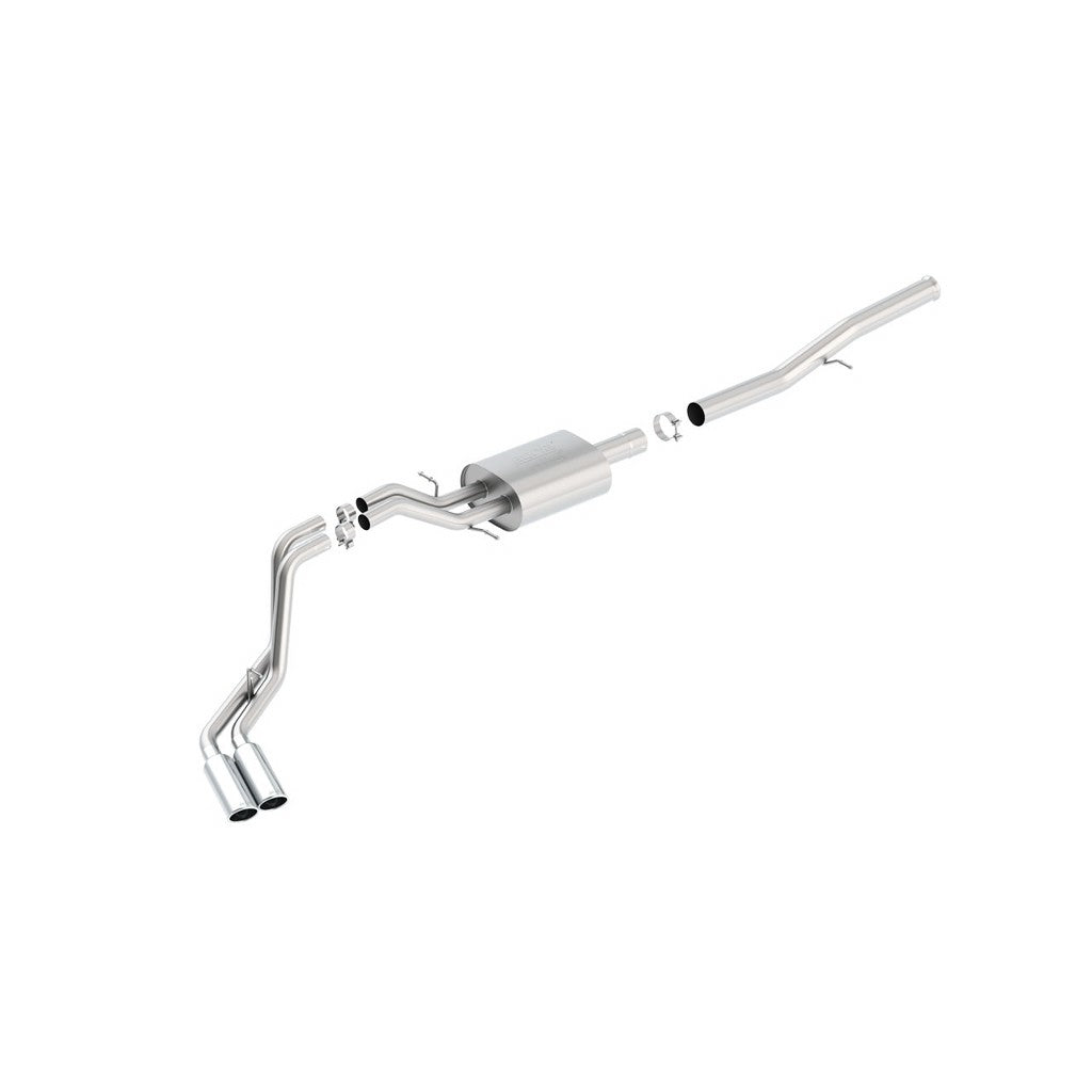 BORLA 140577 Cat Back Exhaust System, Silverado / Sierra V8-6.2L, Ext. Cab Standard Bed (78.7") Crew Cab Short Bed (69.3") 143.5" WB, Tip №18, 2014-16, sound ATAK Photo-0