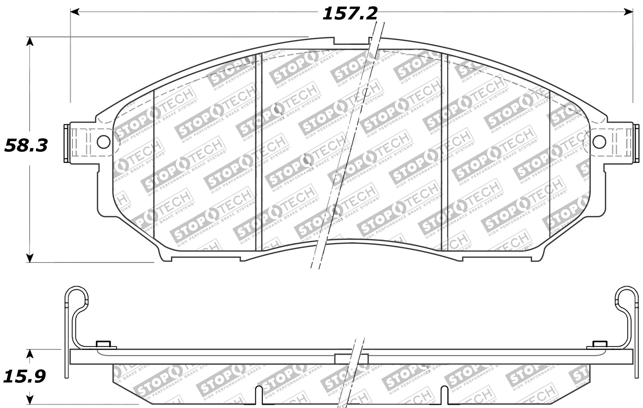 STOPTECH 309.08880 Front Sport Brake Pads with Shims & Hardware INFINITI EX37 2013-2015 / NISSAN 350Z 2002-2009 Photo-0