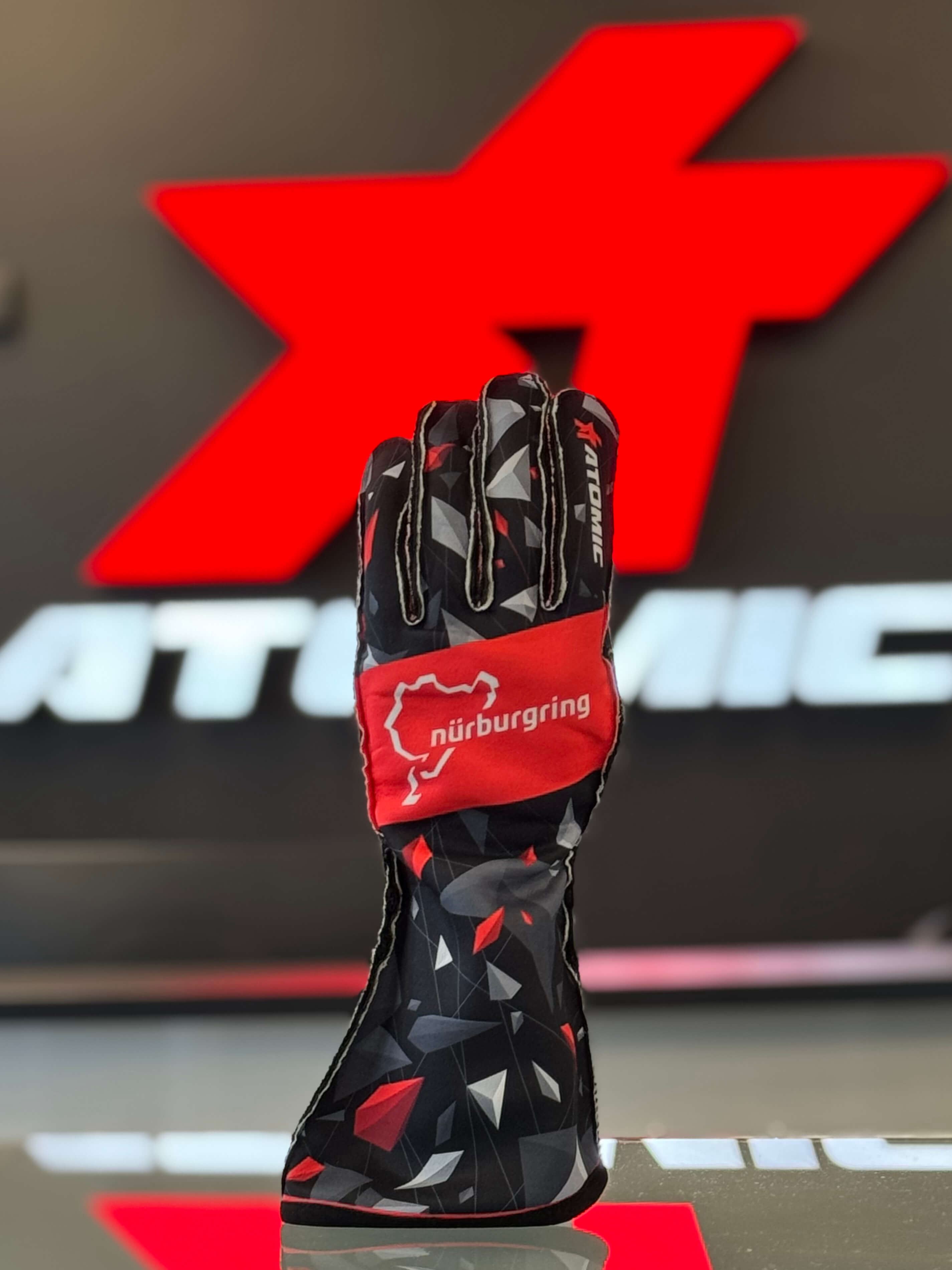 ATOMIC R82-500-S Racing Gloves Atomic Nürburgring Edition FIA 8856-2018 Black/Red Size S (Officially Licensed Nürburgring Product) Photo-0