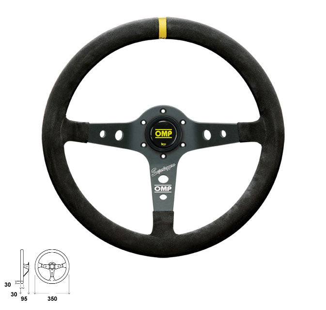 OMP OD0-2021-071 (OD/2021/N) Steering wheel CORSICA SUPERLEGGERO (light), suede, black, diam.350mm, reach 95mm Photo-0