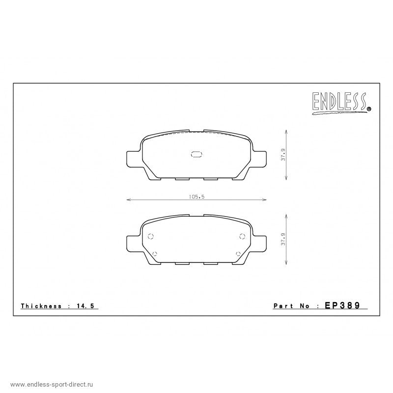 ENDLESS EP389SSY Rear brake pads INFINITI EX35/G35/FX35/45/M35/NISSAN 350Z/MITS LANCER Photo-0