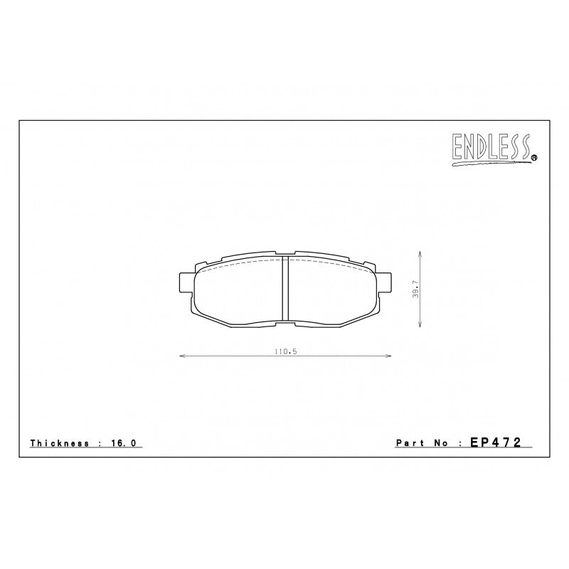 ENDLESS EP472SSY Rear brake pads SUBARU BRZ/LEGACY BR/BM/TRIBECA/SCION FR-S Photo-0