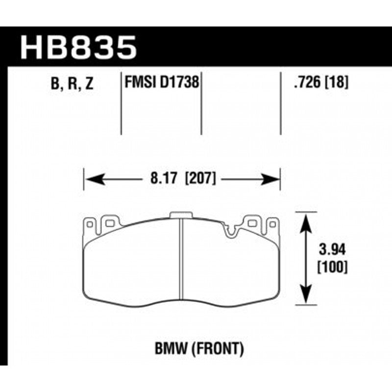 HAWK HB835Z.726 Brake Pads Street PC Front for BMW X5M/X6M 2015-2019 Photo-1