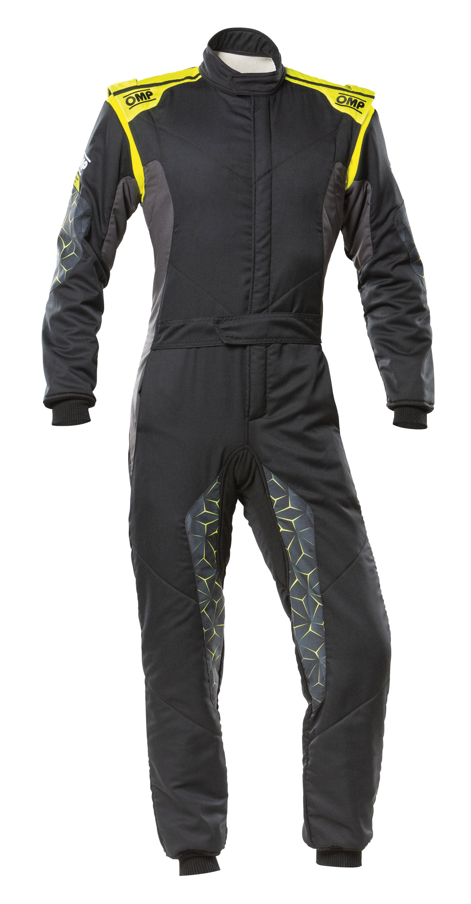 OMP IA0-1864-A01-178-54 (IA0186417854) TECNICA HYBRID Racing suit, FIA 8556-2018, black/yellow fluo, size 54 Photo-0