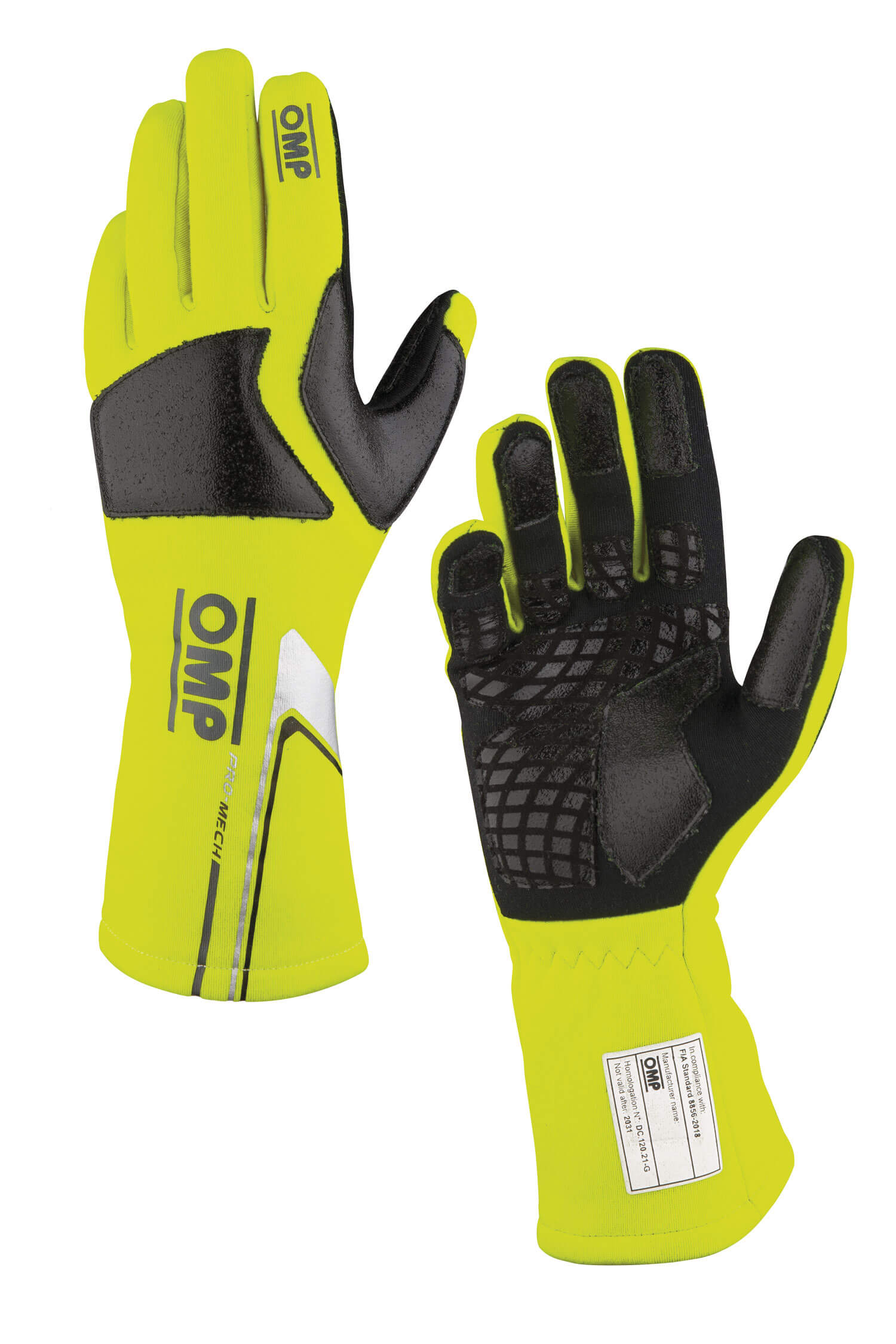 OMP IB0-0758-C01-099-L (IB/758A/GF/L) PRO Mech-S Mechanics gloves, FIA 8856-2018, fluo yellow, size L Photo-0