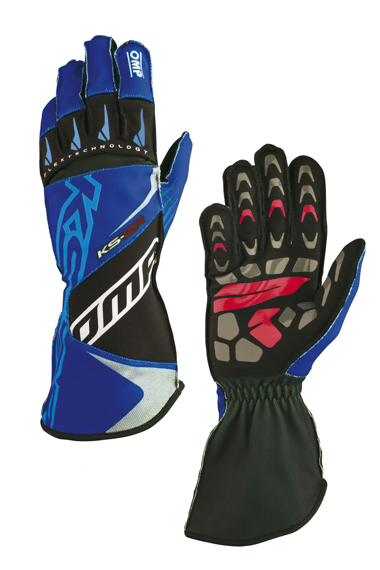 OMP KB0-2749-A01-242-M Karting Gloves KS-2R MY2022 (for Kids), Navy Blue / Cyan, Size M Photo-0