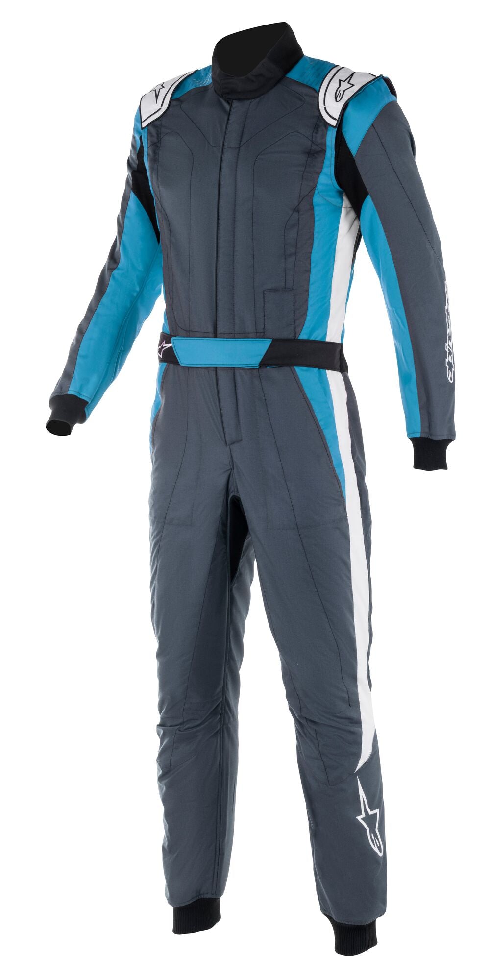 ALPINESTARS 3352022_9172_66 GP PRO COMP V2 Race suit, FIA 8856-2018, asphalt/cyan/white, Size 66 Photo-0