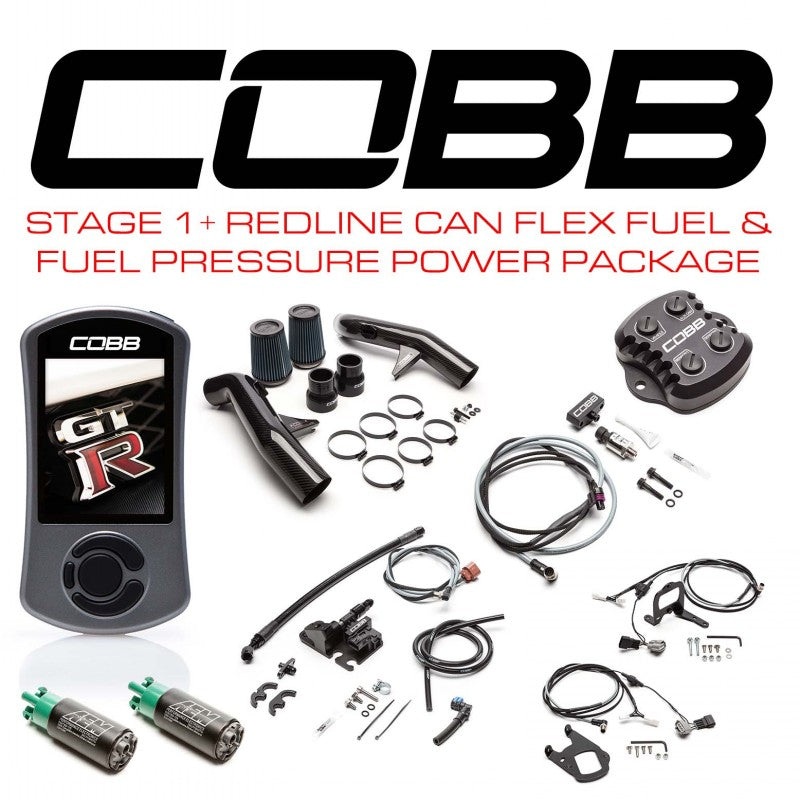 COBB NIS008011PCFFFP Power Package Stage 1+ Redline Carbon Fiber CAN Flex Fuel & Fuel Pressure w/TCM Flashing for NISSAN GT-R (R35) 2015-2018 Photo-0
