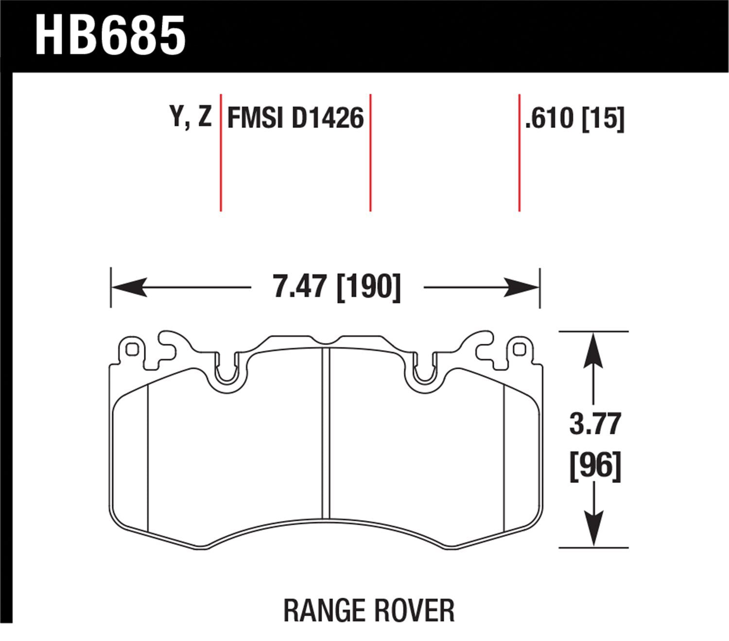 HAWK HB685Y.610 LTS Front brake pads RANGE ROVER Sport 2010+ (BREMBO) Photo-0