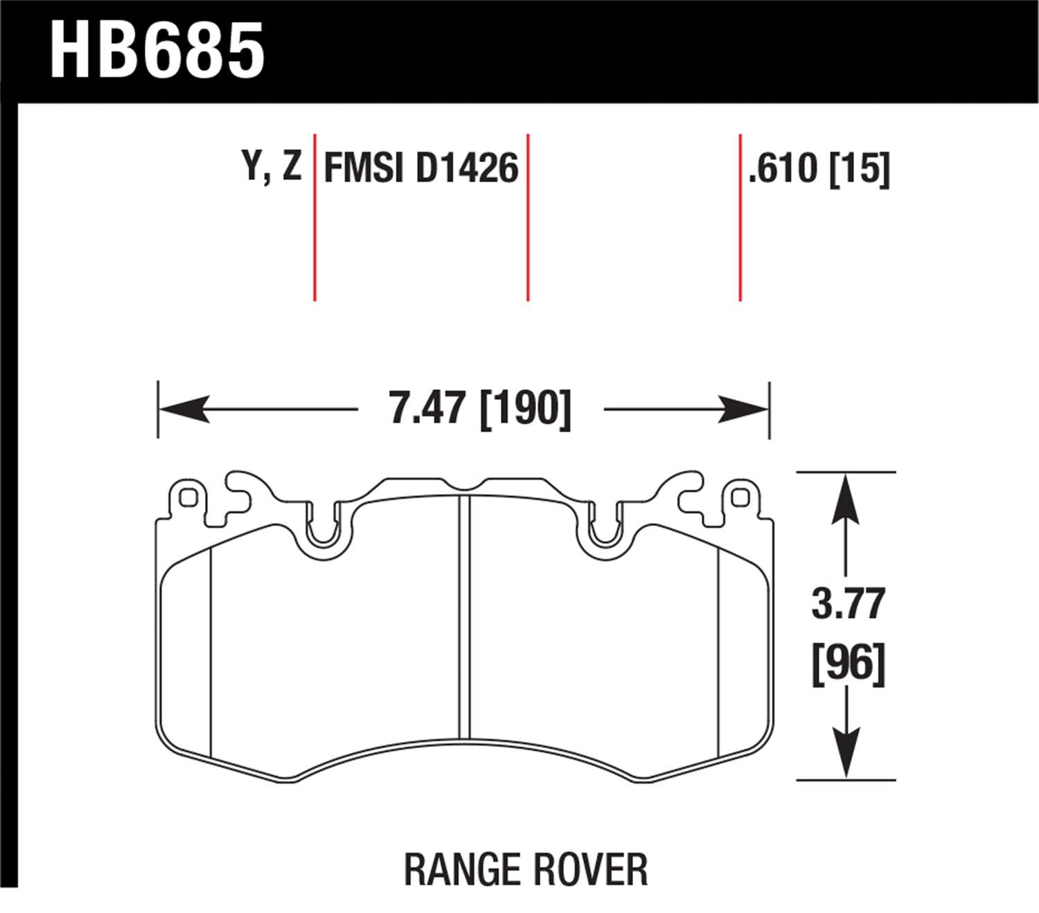 HAWK HB685Y.610 LTS Front brake pads RANGE ROVER Sport 2010+ (BREMBO) Photo-0 