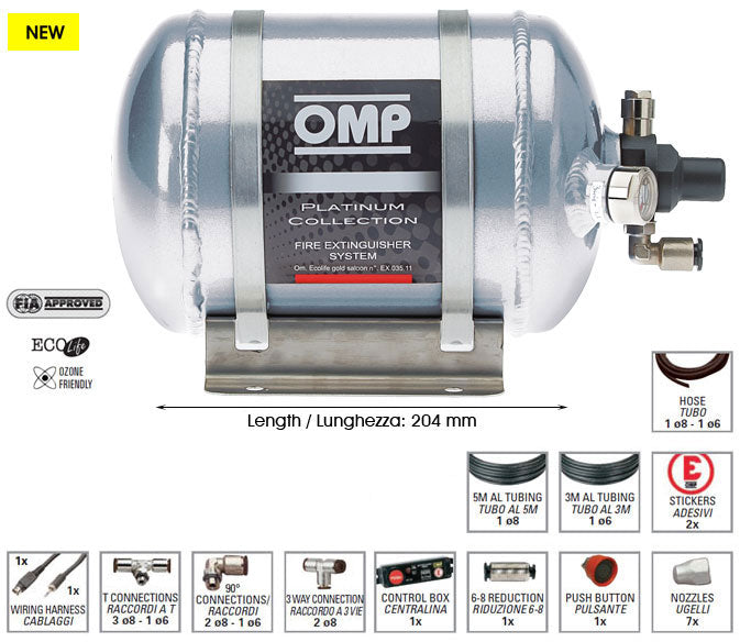 OMP CE0-SAL3-A01 (CESAL3) Extinguisher system (FIA) CESAL3, electric, aluminium, 1,3l, diam.160mm, AFFF Photo-0