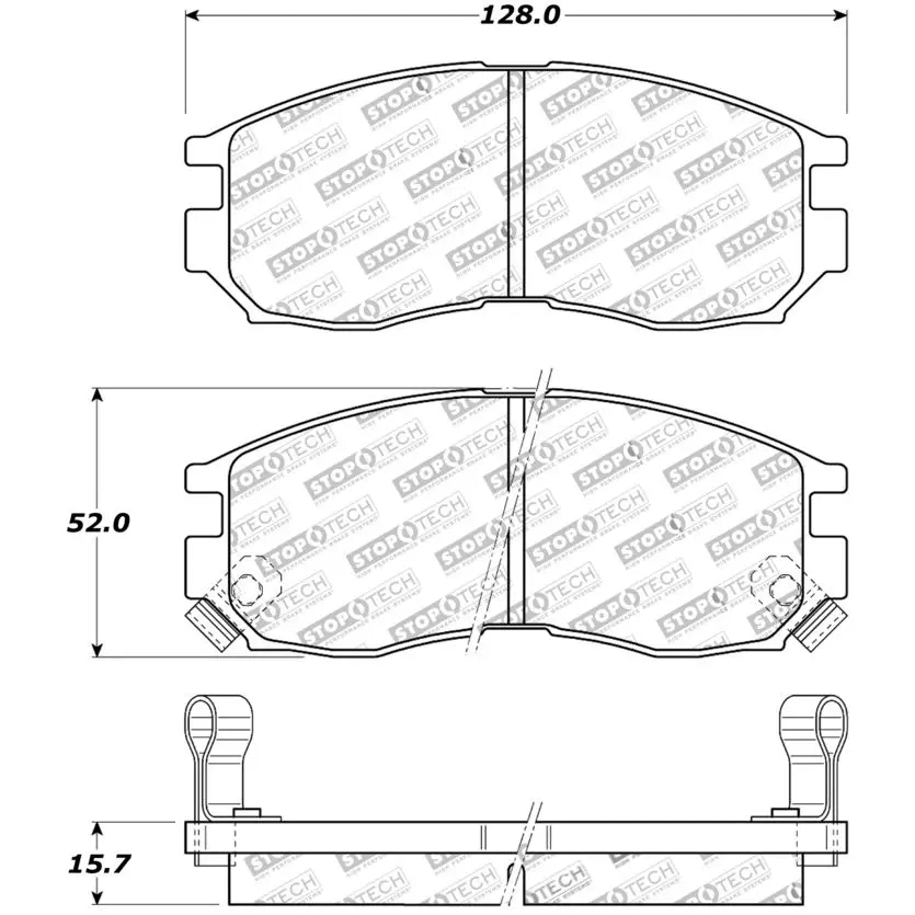STOPTECH 309.04840 Front Sport Brake Pads with Shims & Hardware CHRYSLER/DODGE 2000 GTX/Avenger/Colt/Eclipse 1989-2005 Photo-4