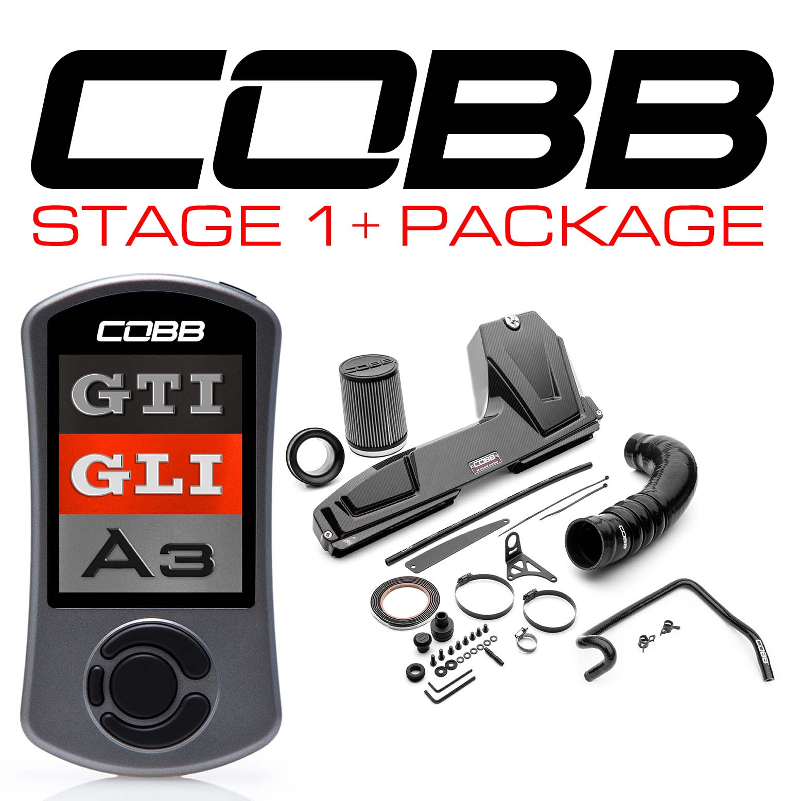 COBB VLK002011P-RED Stage 1 + Redline Carbon Fiber Power Package for VW (Mk7/Mk7.5) GTI, Jetta (A7) GLI, AUDI A3 (8V) Photo-0