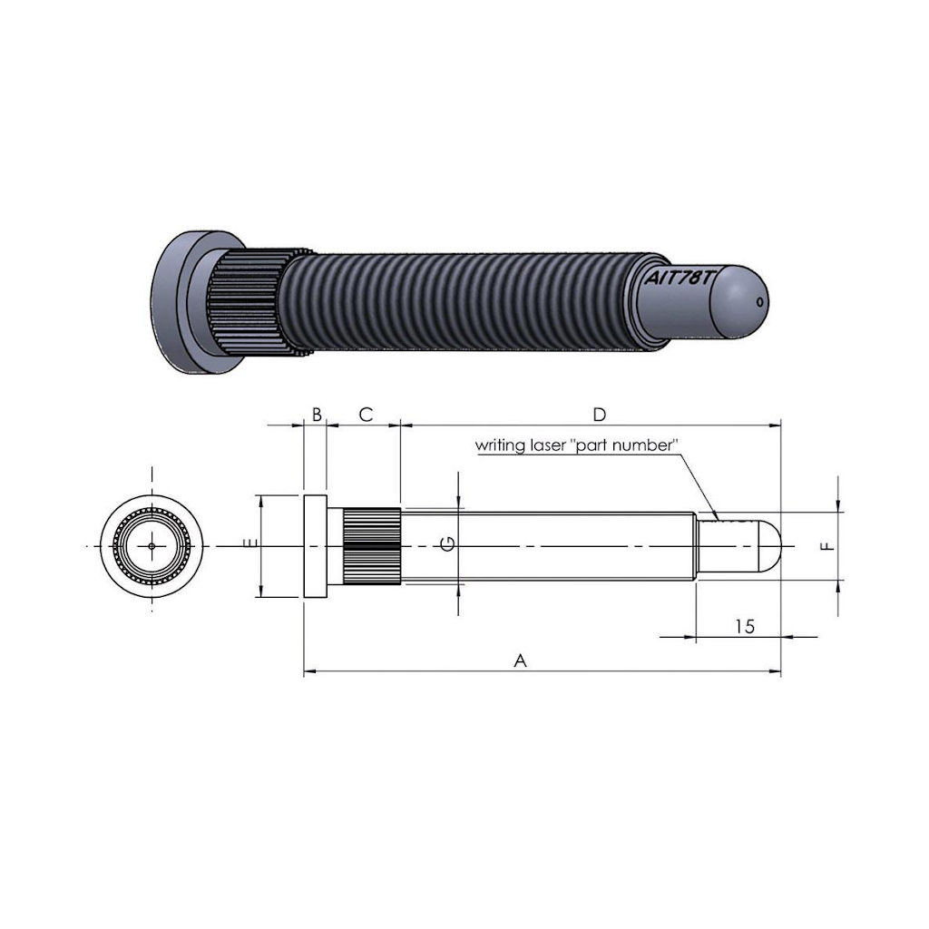 A.I.TECH AIT-102MIT Wheel stud 12x1,5 L.102 for MITSUBISHI Photo-1