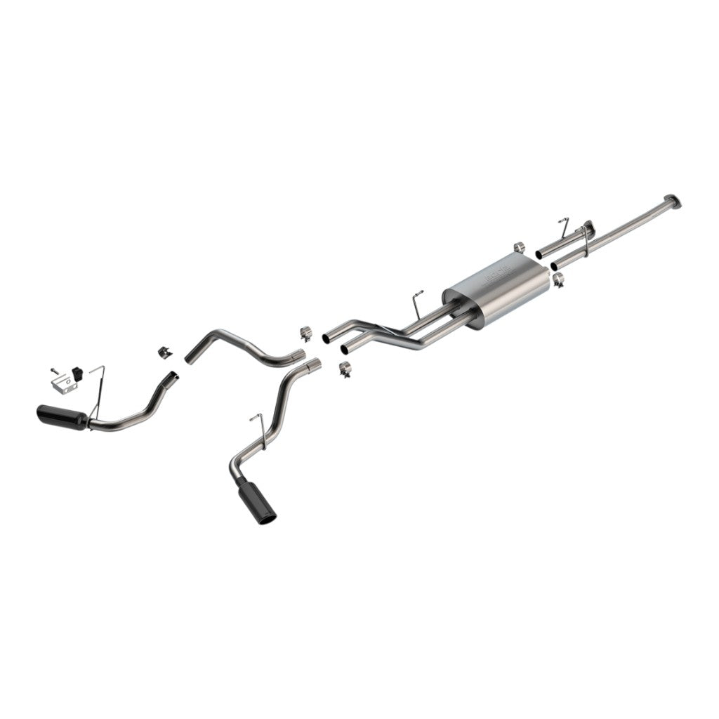 BORLA 140332BC Cat-Back Exhaust 2.25", Touring (4" Black Chrome Tips) for TOYOTA Tundra 4.6L / 5.7L 2009-2021 Photo-0