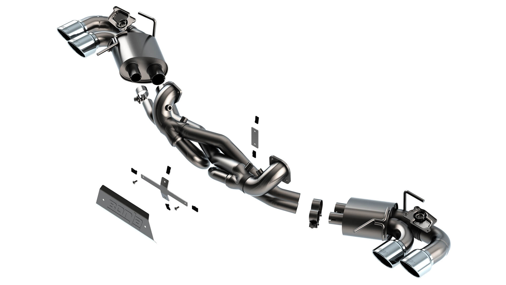 BORLA 140908 Exhaust System Cat-Back ATAK Bright Chrome On T-304 Stainless Steel Tips for CHEVROLET Corvette Stingray 2020-2023 Photo-0