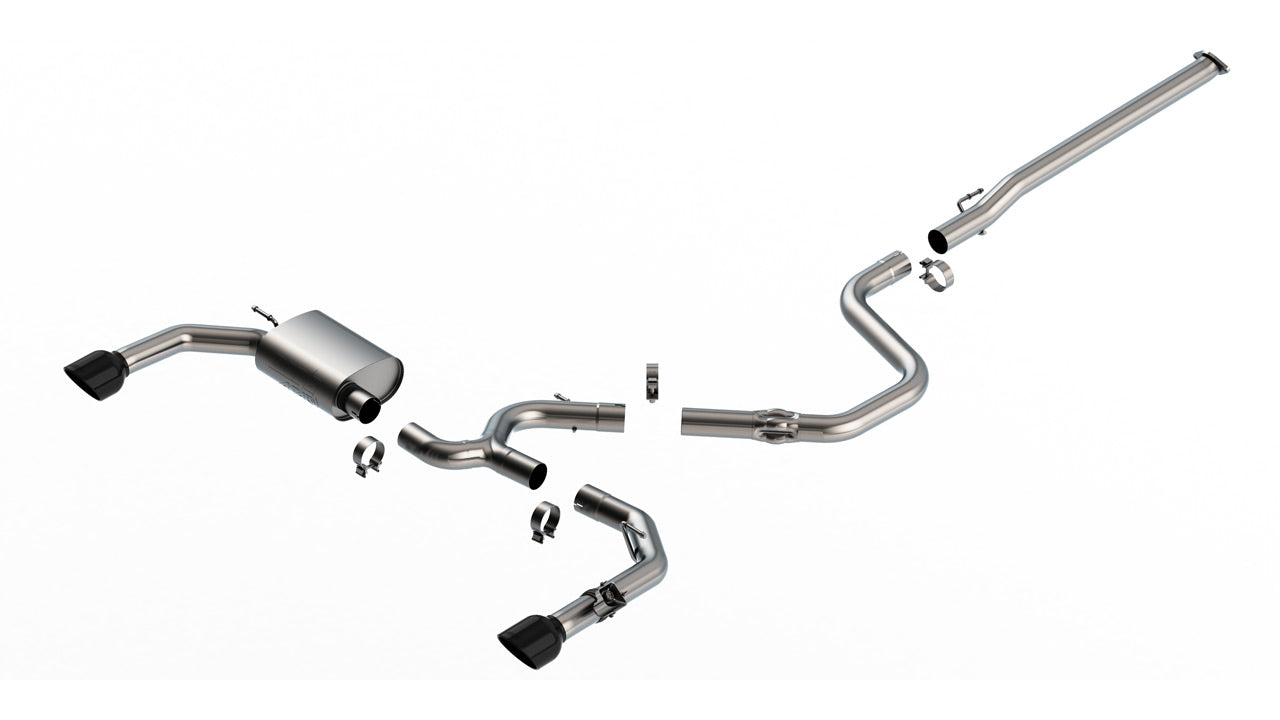 BORLA 140925BC Cat-Back Exhaust System ATAK 3", TIP 5" Black Chrome, T-304 Stainless Steel for HYUNDAI Elantra N 2.0L 2022-2023 Photo-0