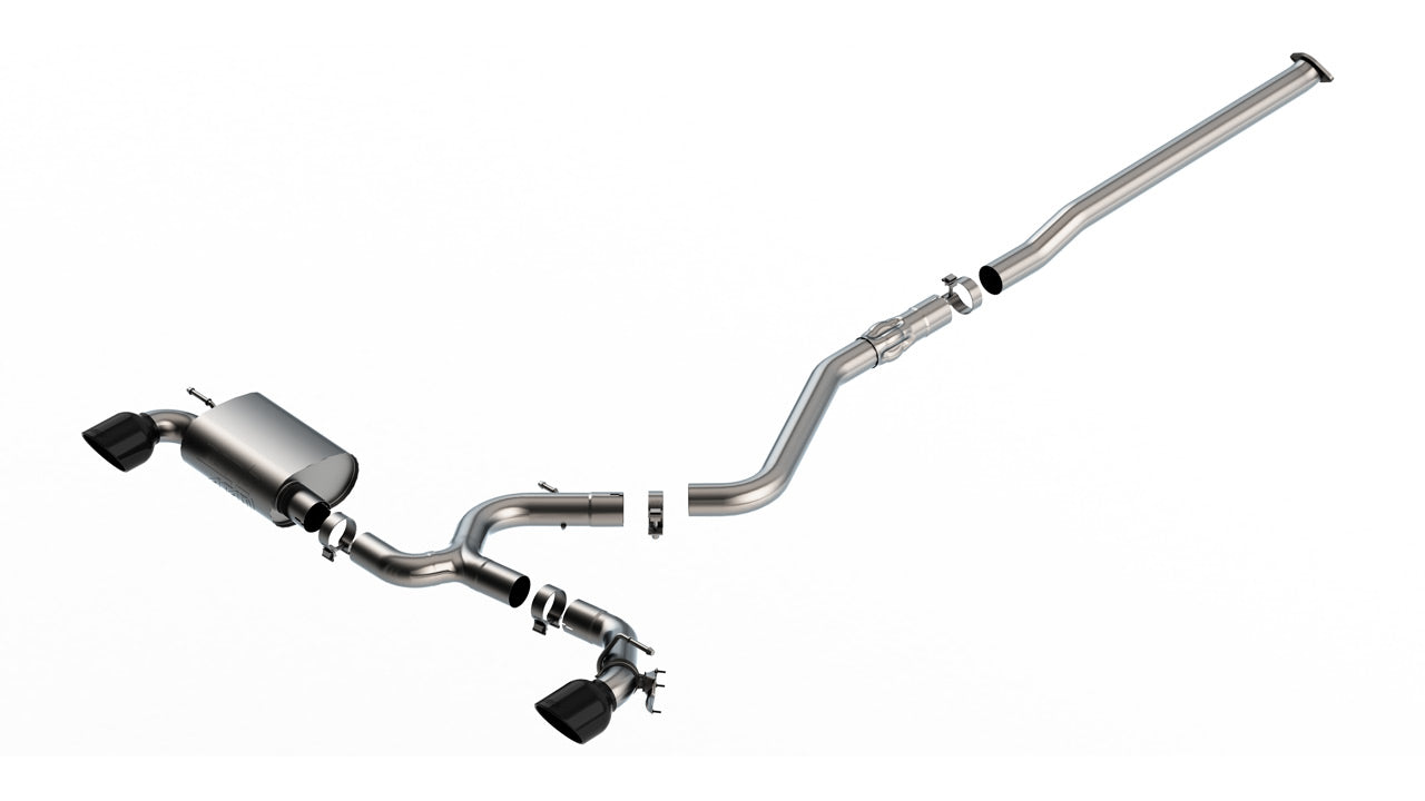 BORLA 140926BC Cat-Back Exhaust System ATAK 3", TIP 5" Black Chrome, T-304 Stainless Steel for HYUNDAI Kona N 2.0L 2022-2023 Photo-0