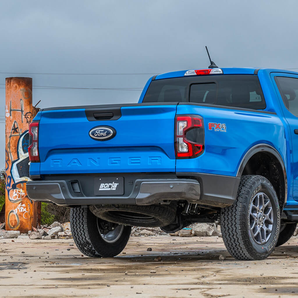 BORLA 140972 Exhaust System Cat-Back 2.25", S-Type (2.38" Bright Chrome Tips) for FORD Ranger 2.7L 4WD 2024- Photo-1