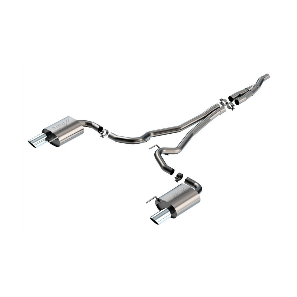 BORLA 140979 Cat Back Exhaust System 2.5" S-Type (4" Bright Chrome Tips) for FORD Mustang 2.3L EcoBoost 2024 Photo-0
