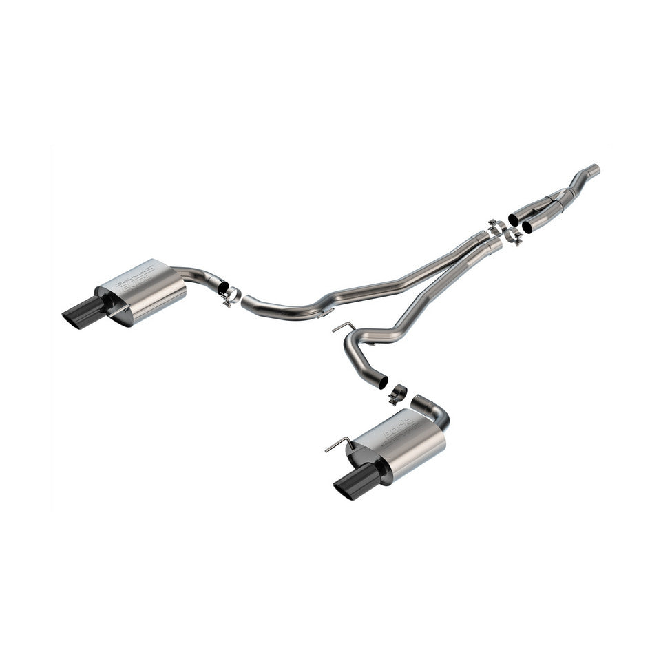 BORLA 140979BC Cat Back Exhaust System 2.5" S-Type (4" Black Chrome Tips) for FORD Mustang 2.3L EcoBoost 2024 Photo-0