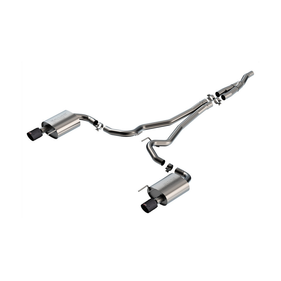 BORLA 140979CFBA Cat Back Exhaust System 2.5" S-Type (4" Carbon Fiber Tips) for FORD Mustang 2.3L EcoBoost 2024 Photo-0