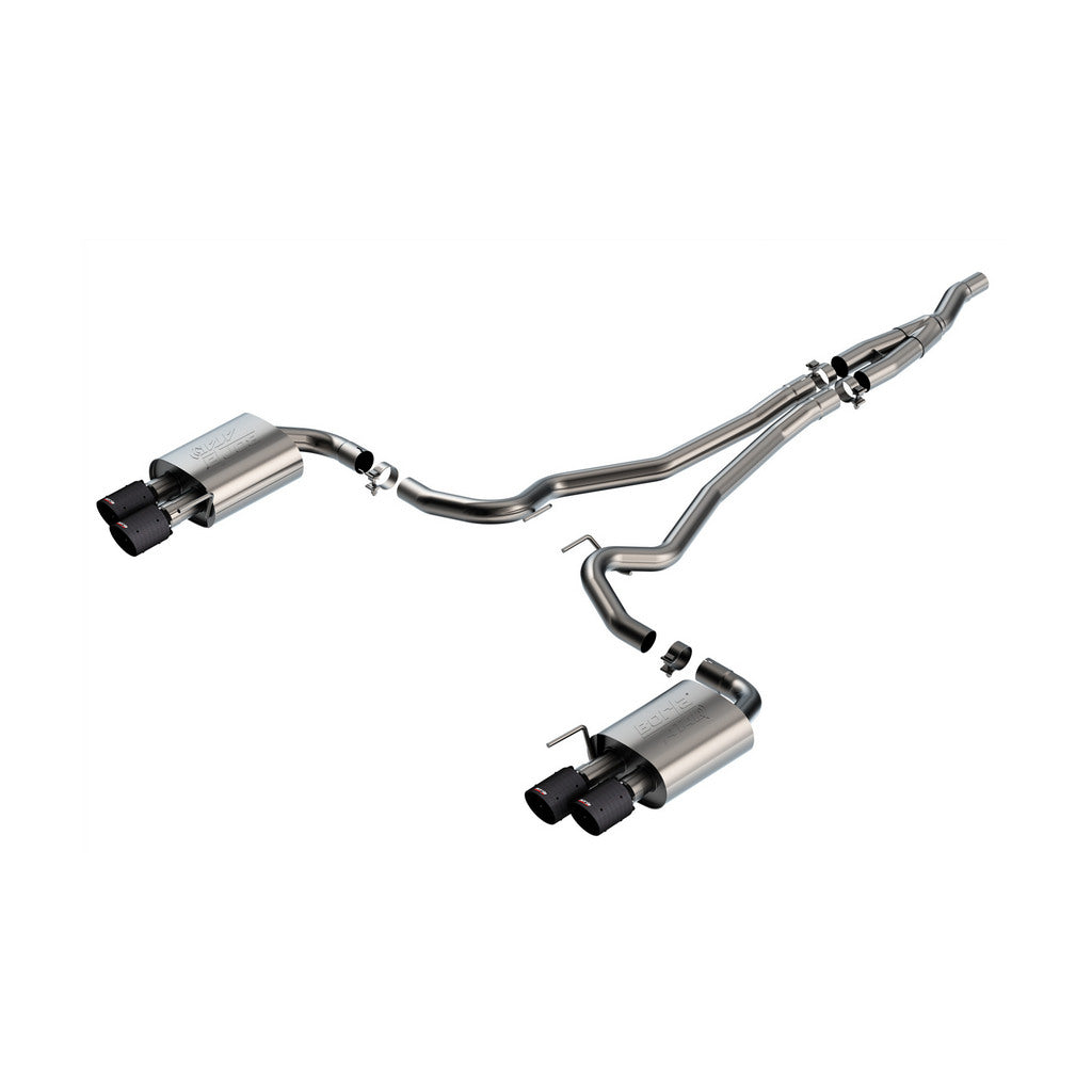 BORLA 140982CFBA Cat-Back Exhaust System 2.50" ATAK (4" Carbon Fiber Tips) for FORD Mustang 2.3L EcoBoost 2024 Photo-0