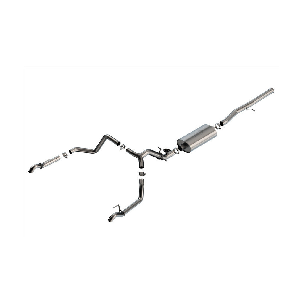 BORLA 141002 Cat-Back Exhaust System 2.75" Touring (2.25" Brushed Stainless Steel Tips) for CHEVROLET Silverado 1500 ZR2 / GMC Sierra 1500 AT4X 6.2L 2024 Photo-0